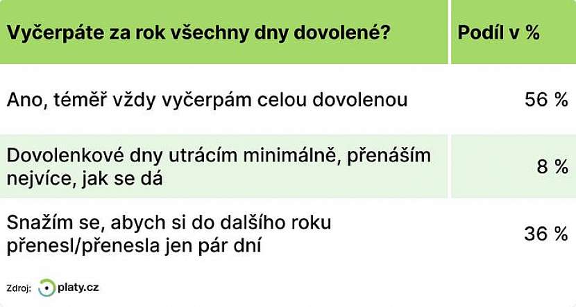 Dovolenou většina Čechů vyčerpá