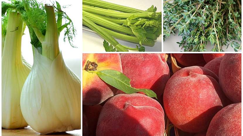 Základními surovinami pikantního čatní jsou broskve, fenykl, řapíkatý celer a tymián