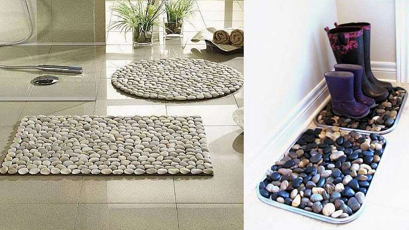 Dekorace z kamínků a oblázků: kamenné koberečky