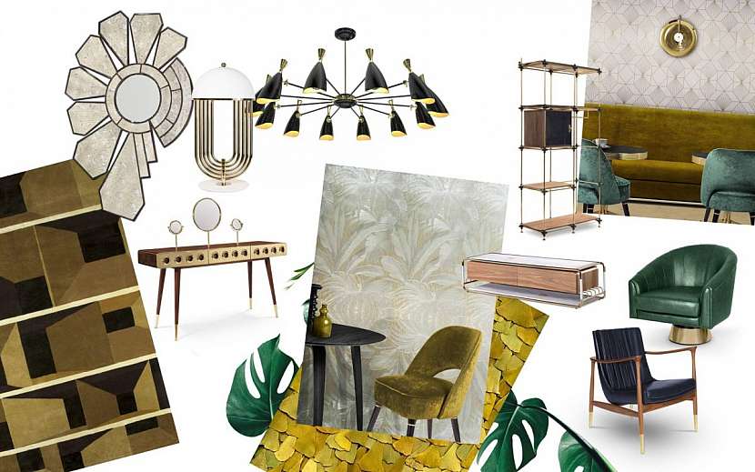 Moodboard ve stylu art deco.