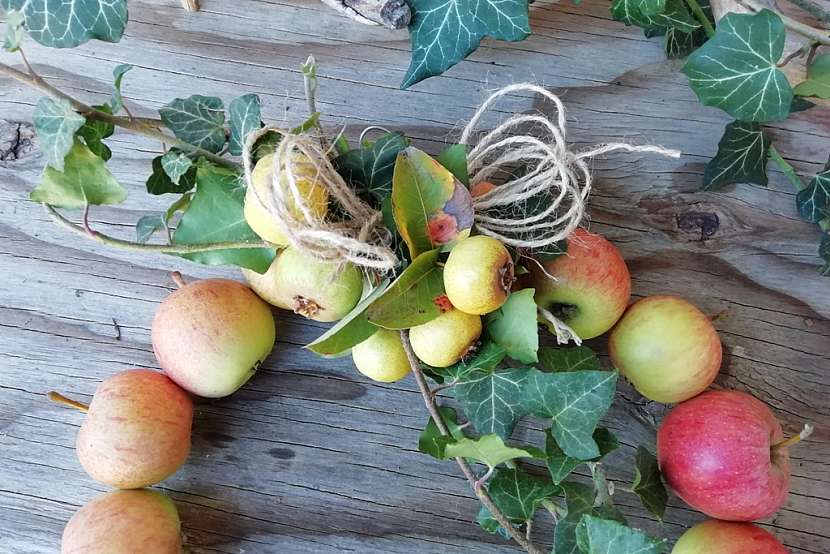 Podzimní věnec z malých jablíček: ozdobte věnec