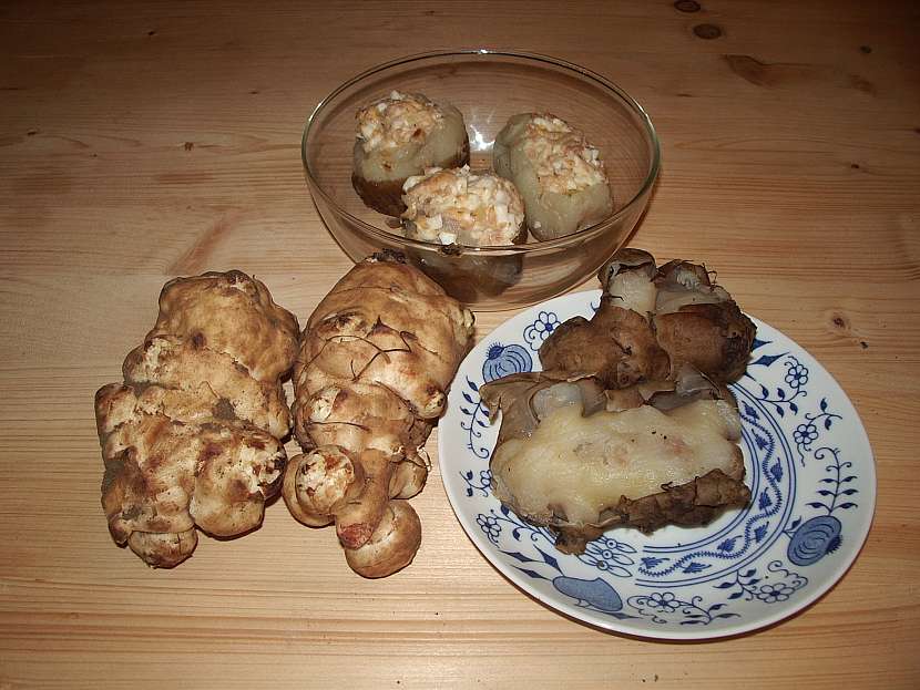 Topinambury vařené a plněné