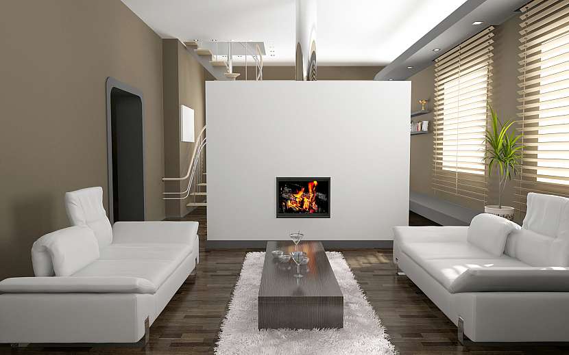 Minimalisticky zařízený obývací pokoj