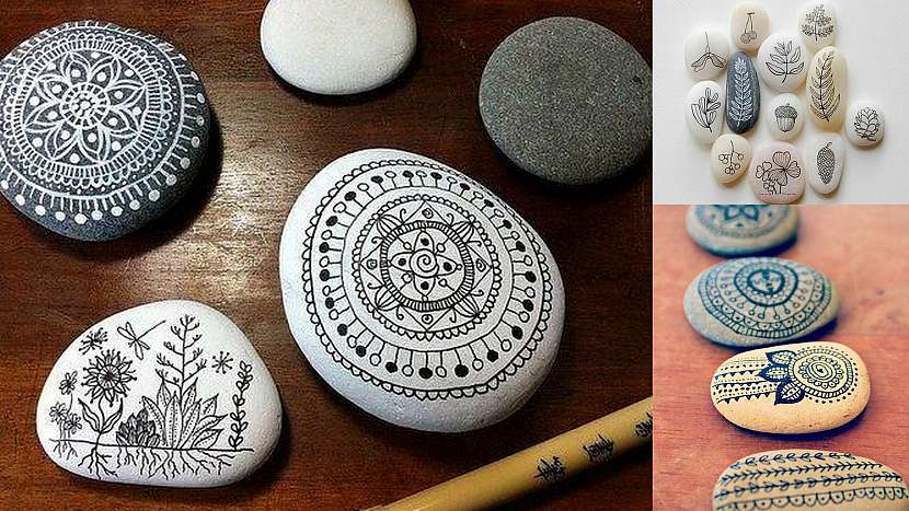 Dekorace z kamínků a oblázků: kreslení pro radost