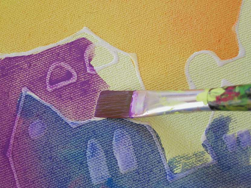 Malujte rozředěnými akrylovými barvami