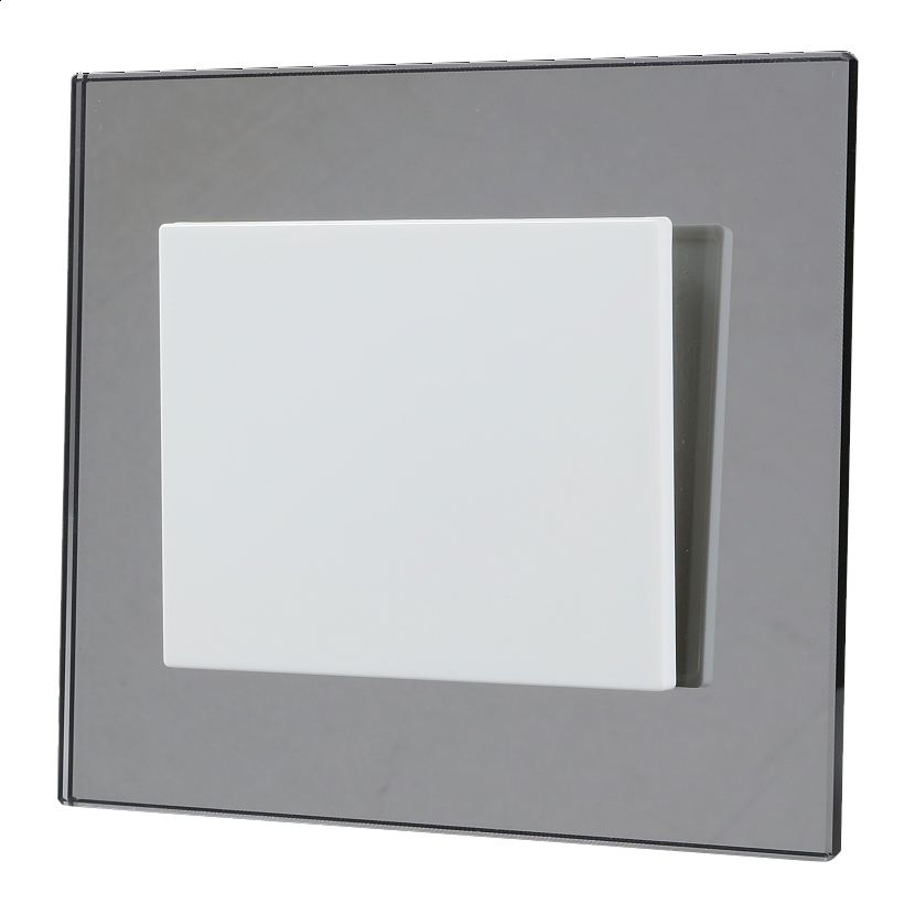Krátkocestný vypínač DECENTE, skleněný rámeček se zrcadlovým efektem 